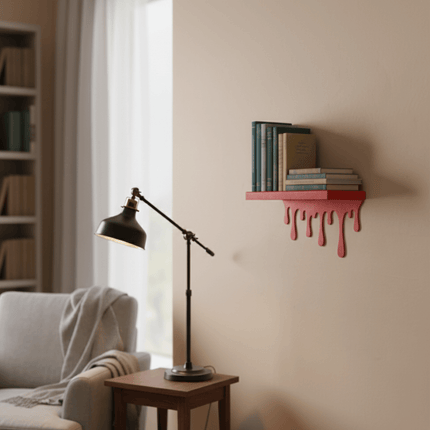 Dripping Metal Floating Wall Shelf with Sculptural Paint-Drip Edge