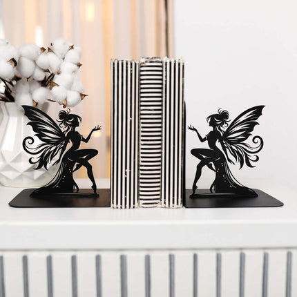 Fairy Metal Bookends with Elegant Fantasy Silhouette