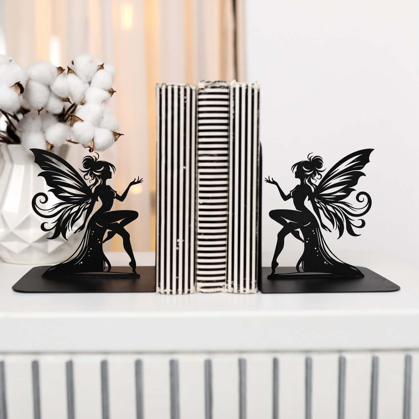 Fairy Metal Bookends with Elegant Fantasy Silhouette