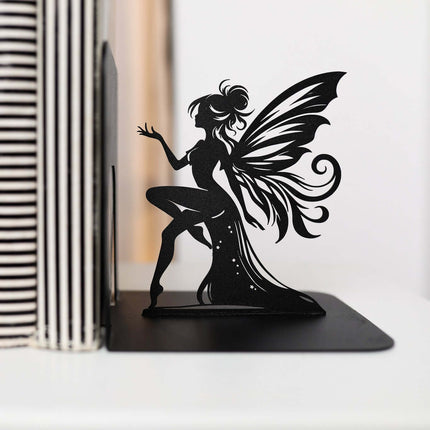 Fairy Metal Bookends with Elegant Fantasy Silhouette