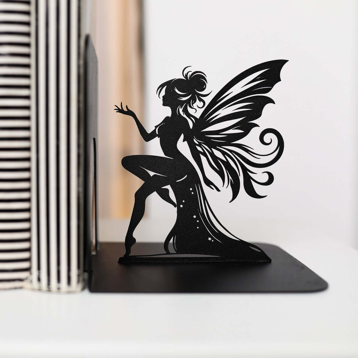 Fairy Metal Bookends with Elegant Fantasy Silhouette