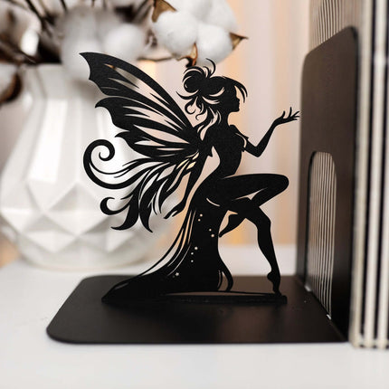 Fairy Metal Bookends with Elegant Fantasy Silhouette