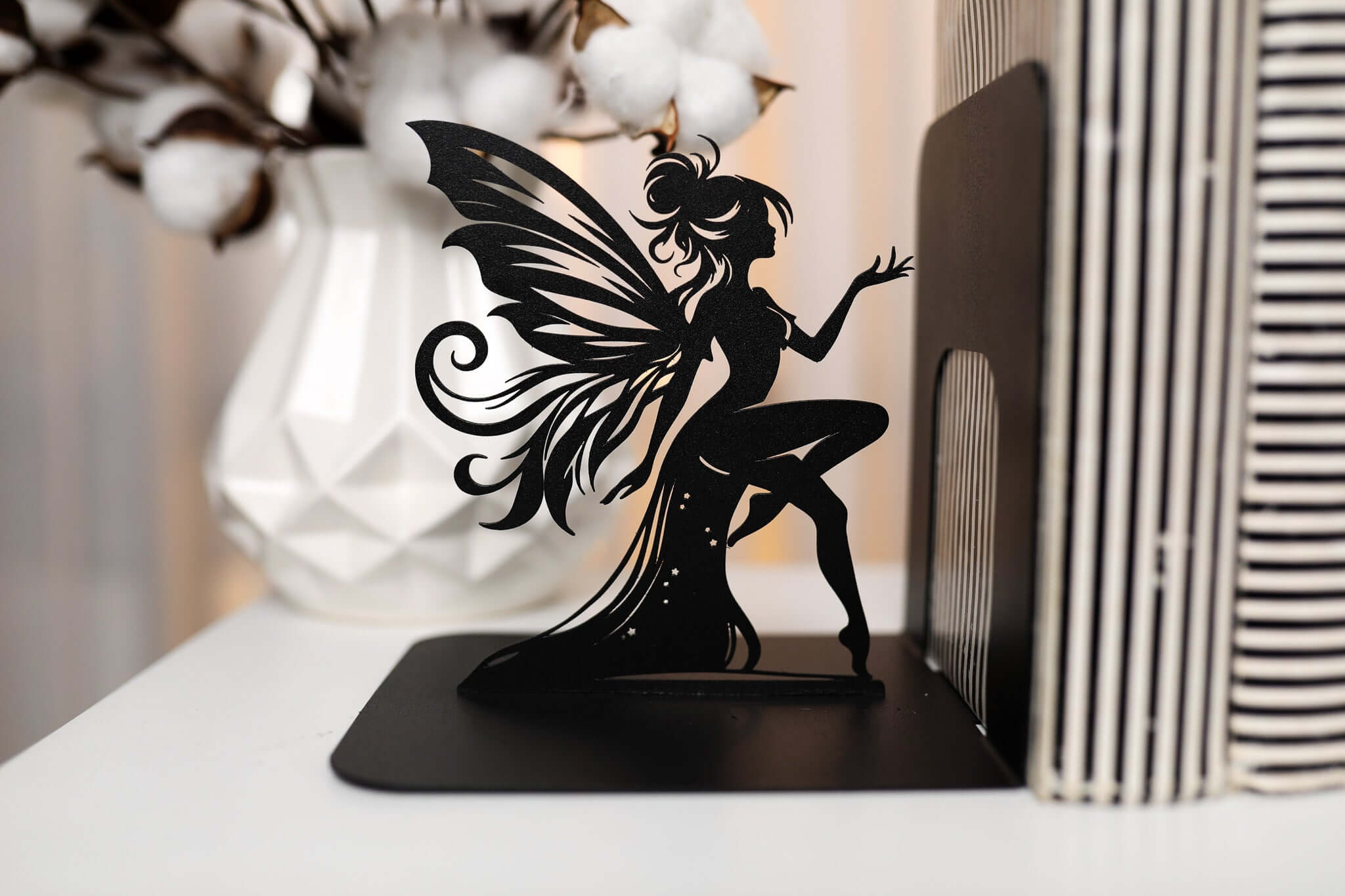 Fairy Metal Bookends with Elegant Fantasy Silhouette