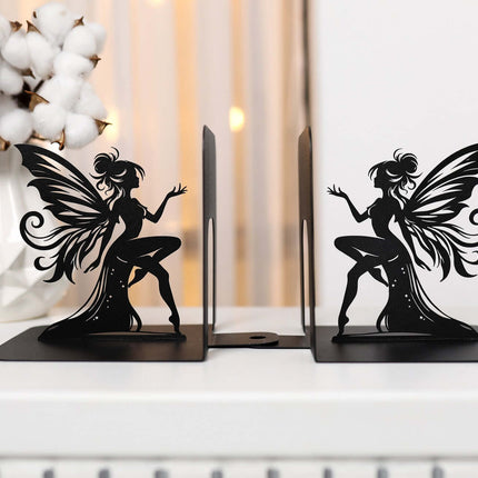 Fairy Metal Bookends with Elegant Fantasy Silhouette