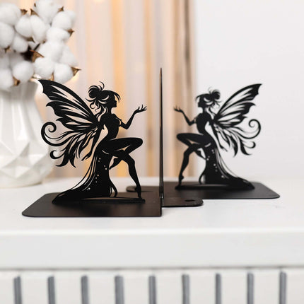 Fairy Metal Bookends with Elegant Fantasy Silhouette