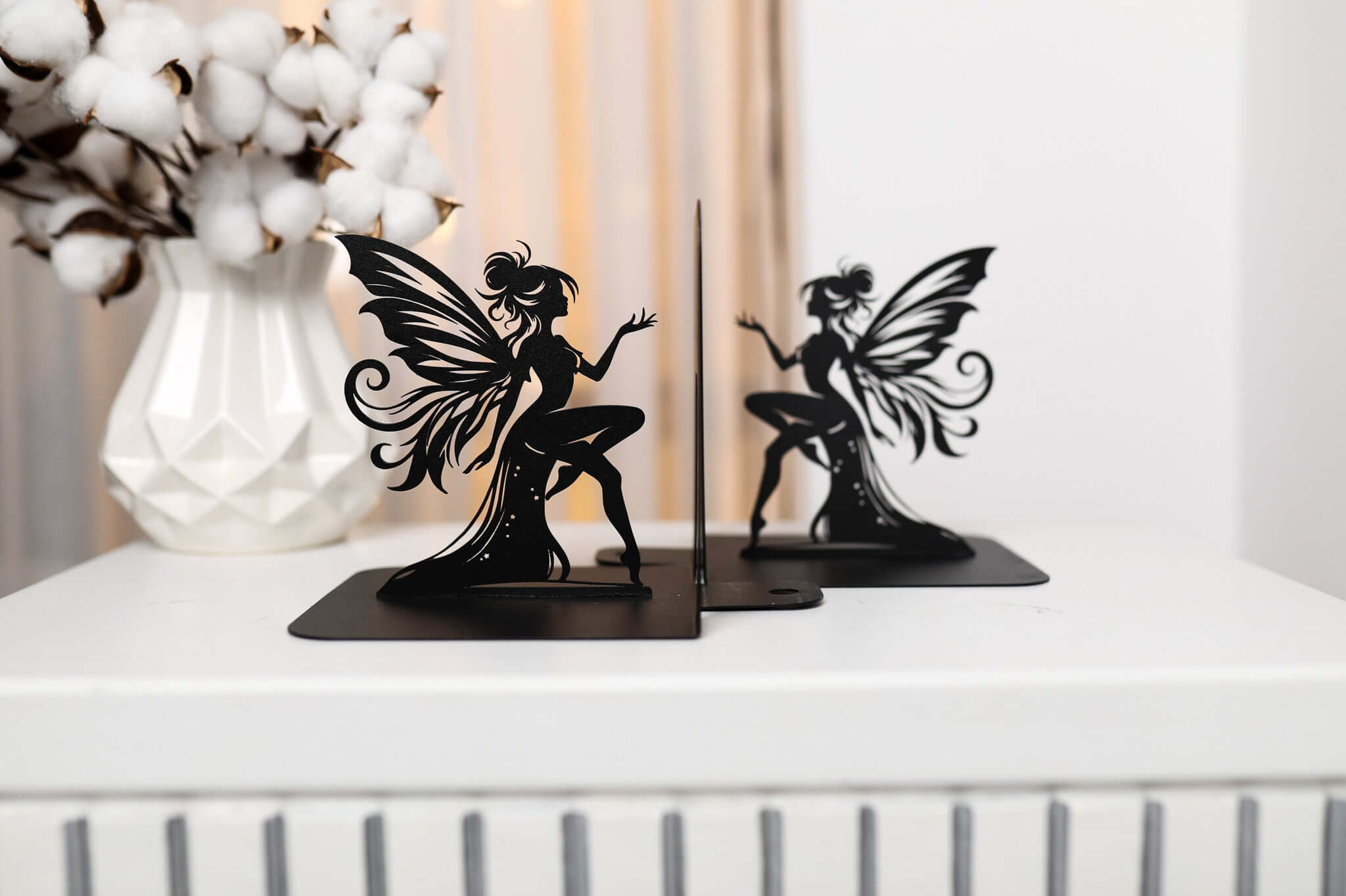 Fairy Metal Bookends with Elegant Fantasy Silhouette
