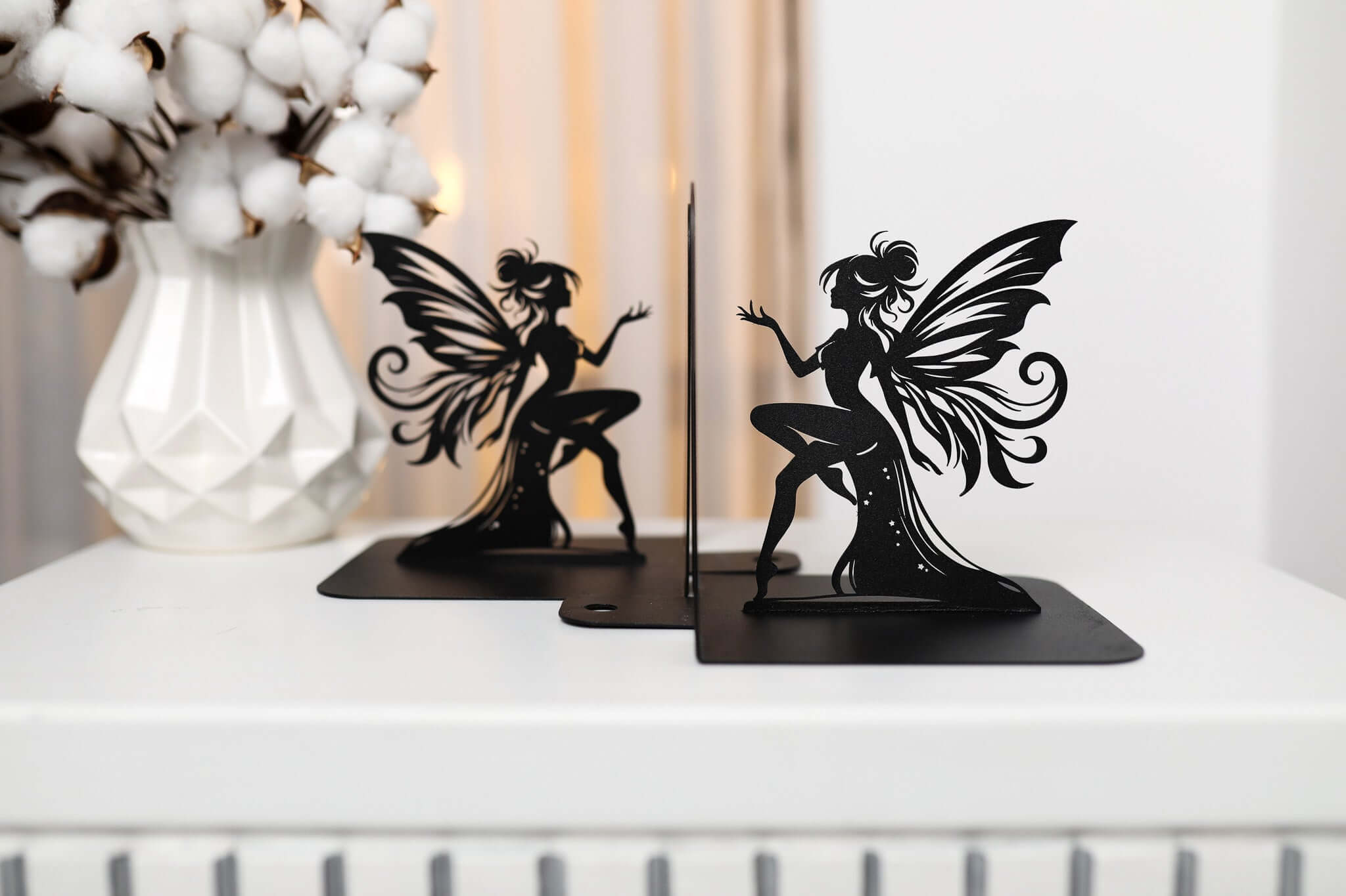 Fairy Metal Bookends with Elegant Fantasy Silhouette