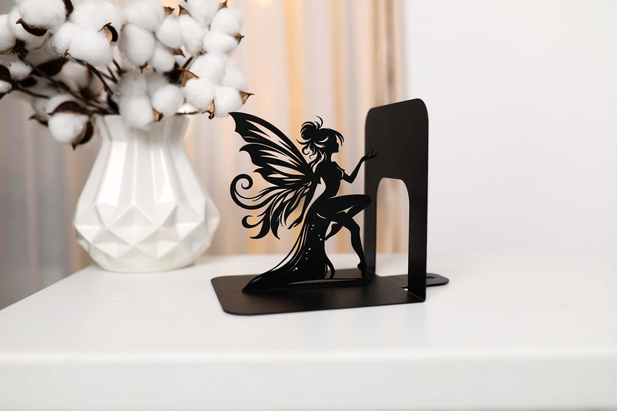 Fairy Metal Bookends with Elegant Fantasy Silhouette