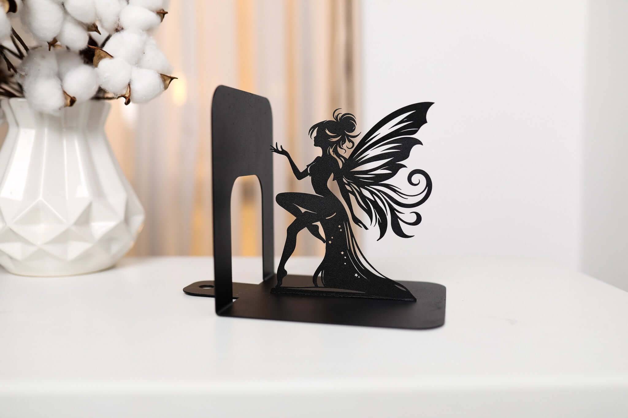Fairy Metal Bookends with Elegant Fantasy Silhouette