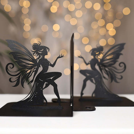 Fairy Metal Bookends with Elegant Fantasy Silhouette