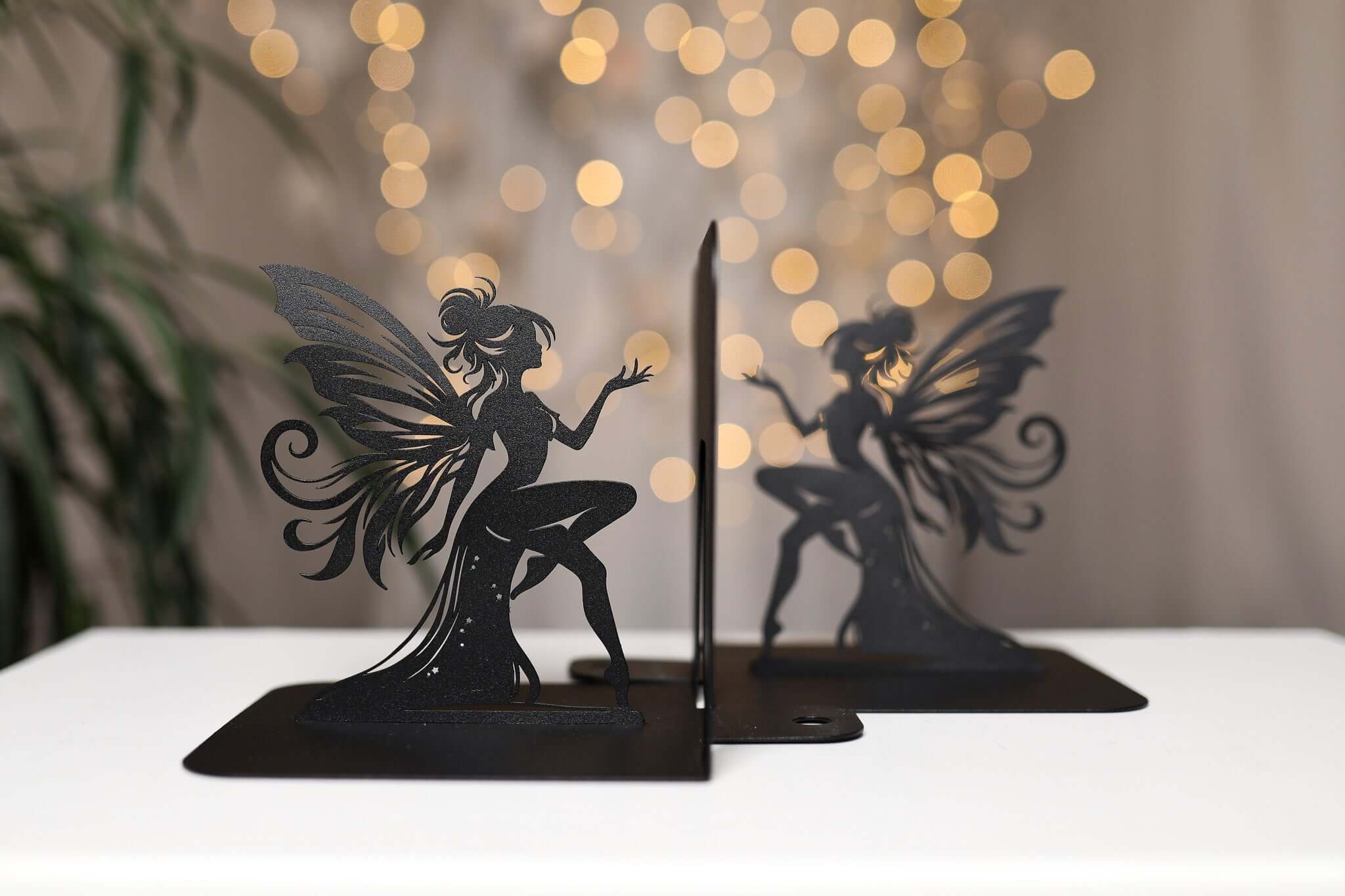 Fairy Metal Bookends with Elegant Fantasy Silhouette