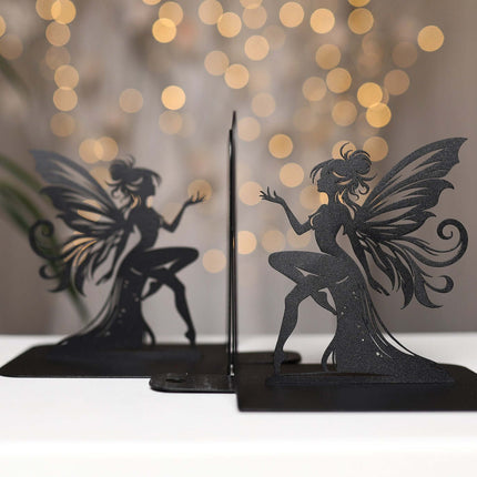Fairy Metal Bookends with Elegant Fantasy Silhouette