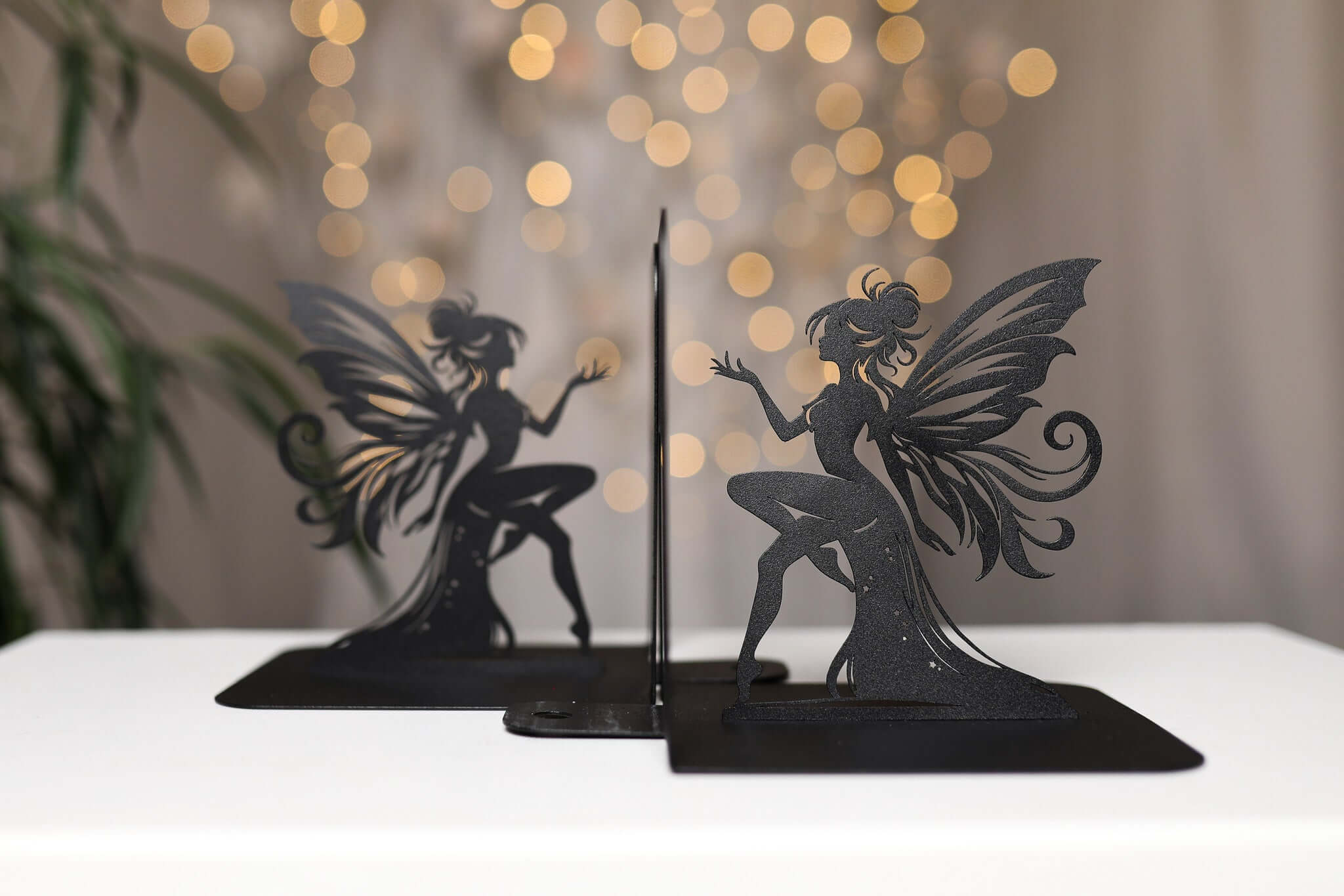 Fairy Metal Bookends with Elegant Fantasy Silhouette