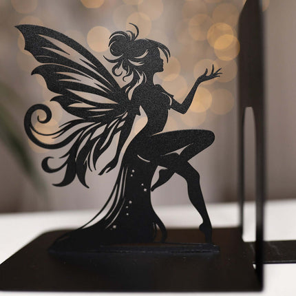 Fairy Metal Bookends with Elegant Fantasy Silhouette