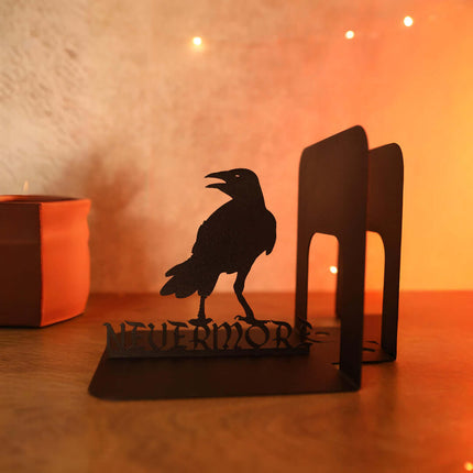 Edgar Allan Poe Raven Metal Bookends with Nevermore Quote - Metaloslav 
