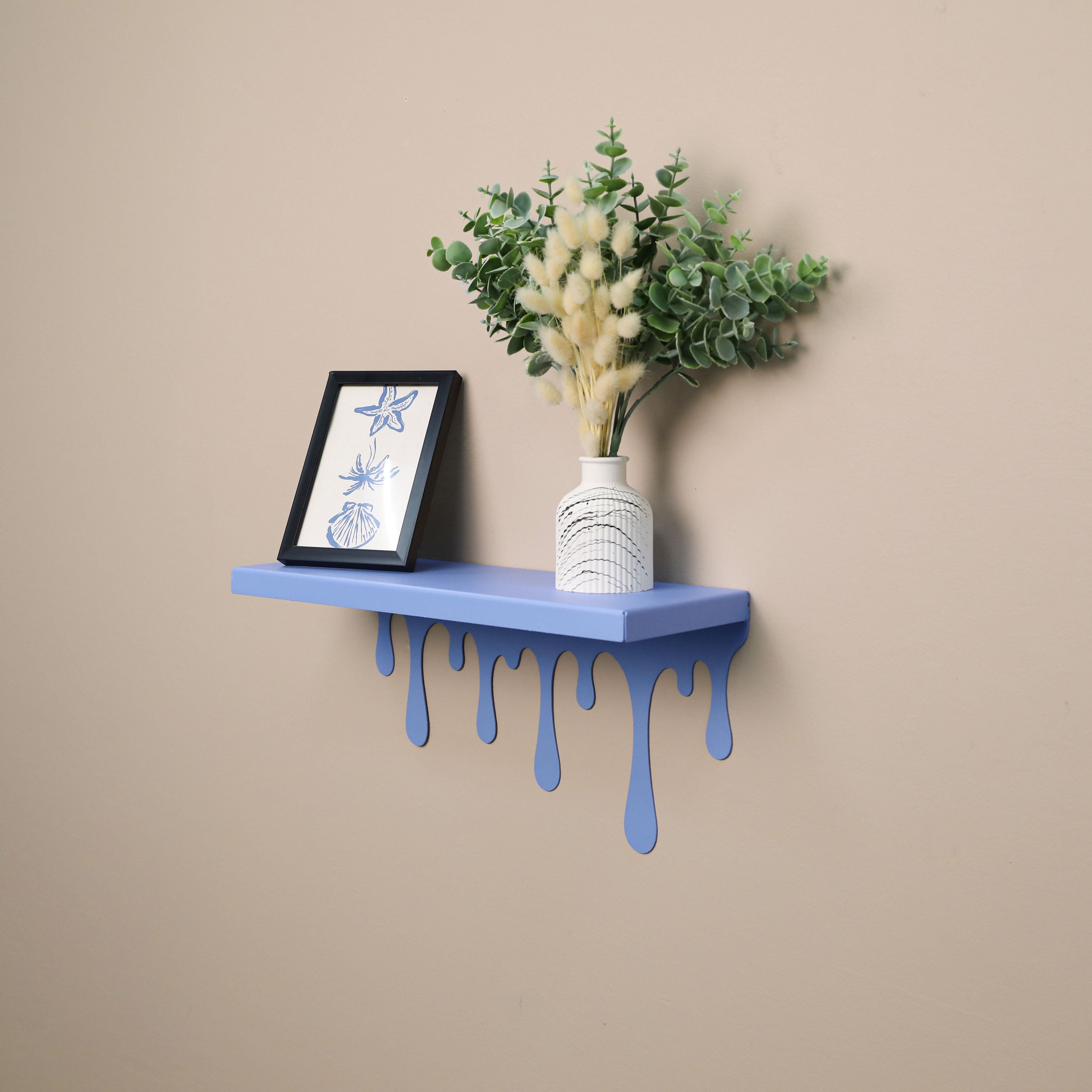 Dripping Metal Floating Wall Shelf with Sculptural Paint-Drip Edge - Metaloslav 