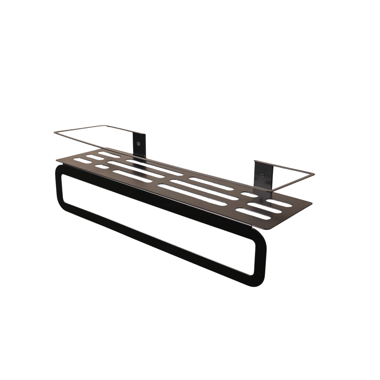 Wall Mounted Metal Bathroom Shelf with Integrated Towel Bar - Metaloslav 