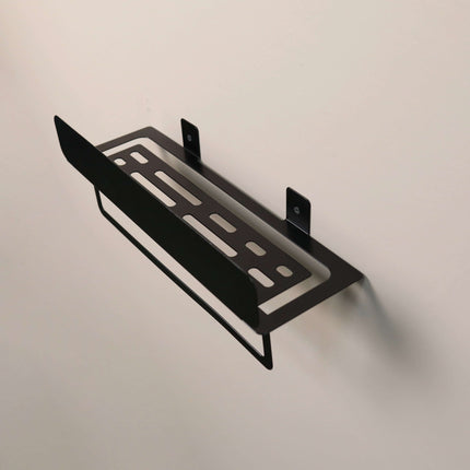 Metal Floating Wall Shelf with Front Rail for Bathroom Storage
