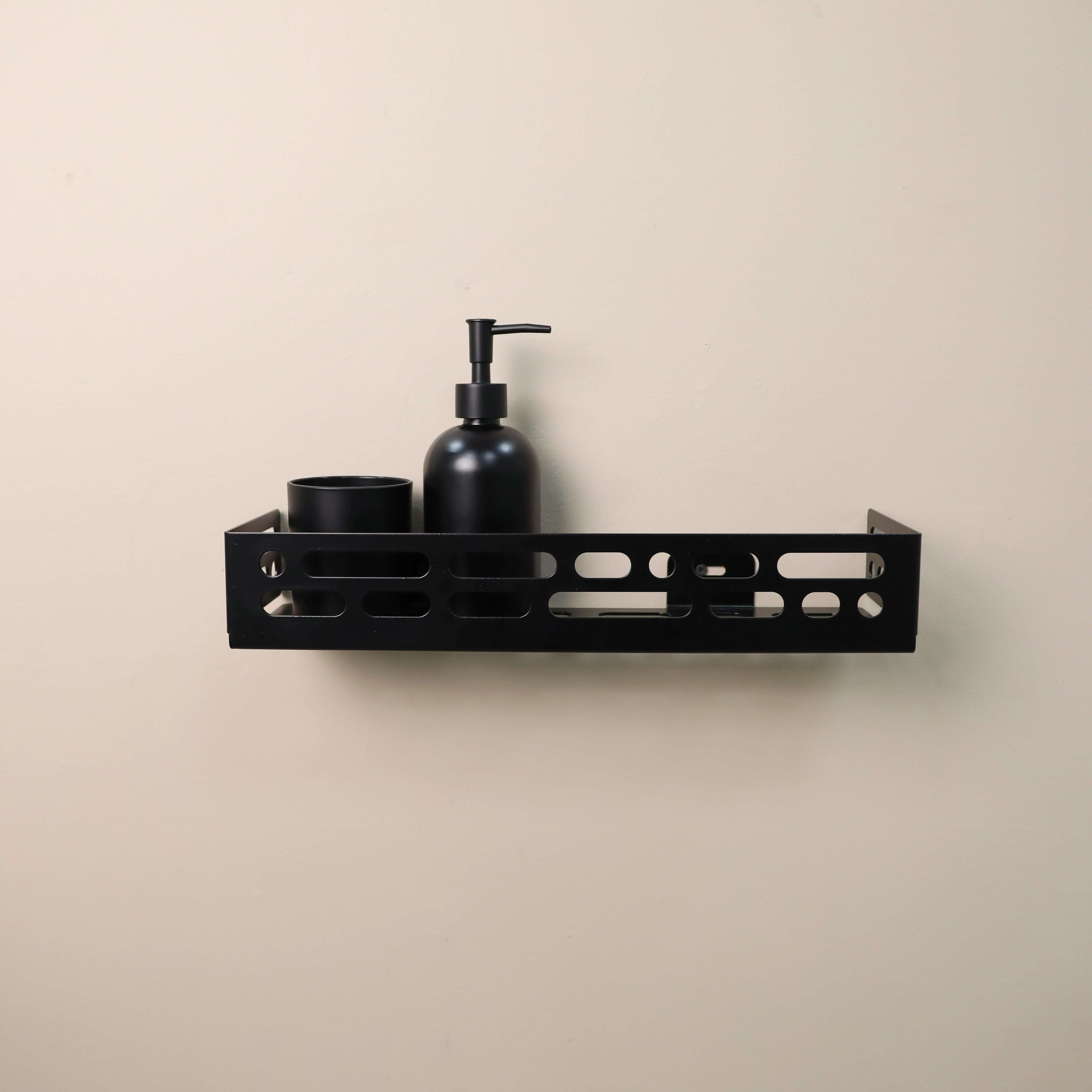 Metal Wall-Mounted Shower Shelf with Open Cutout Design for Bathroom
