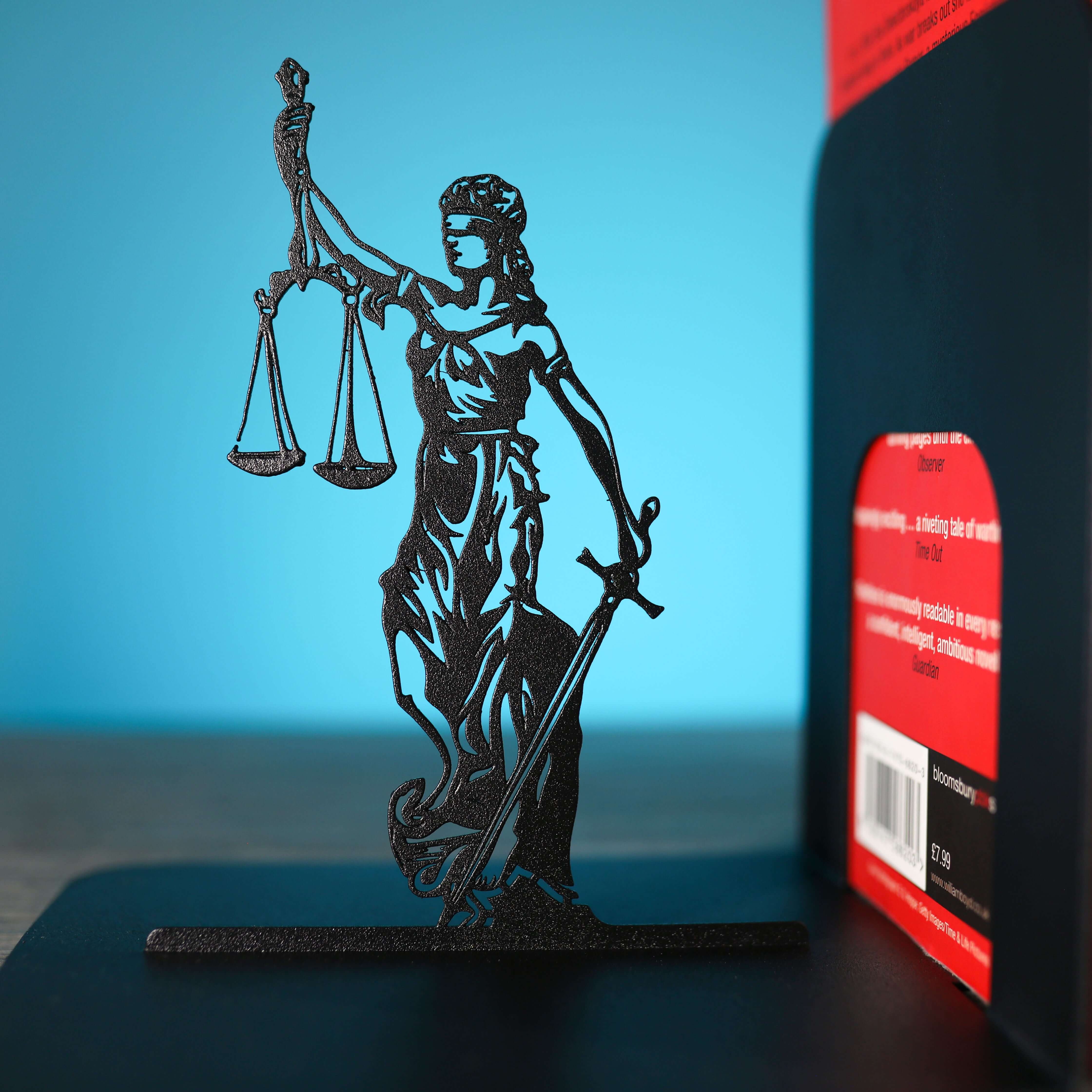 Metal Bookends Pair with Lady Justice Femida Silhouette Legal Design - Metaloslav 