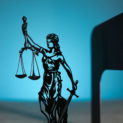 Metal Bookends Pair with Lady Justice Femida Silhouette Legal Design