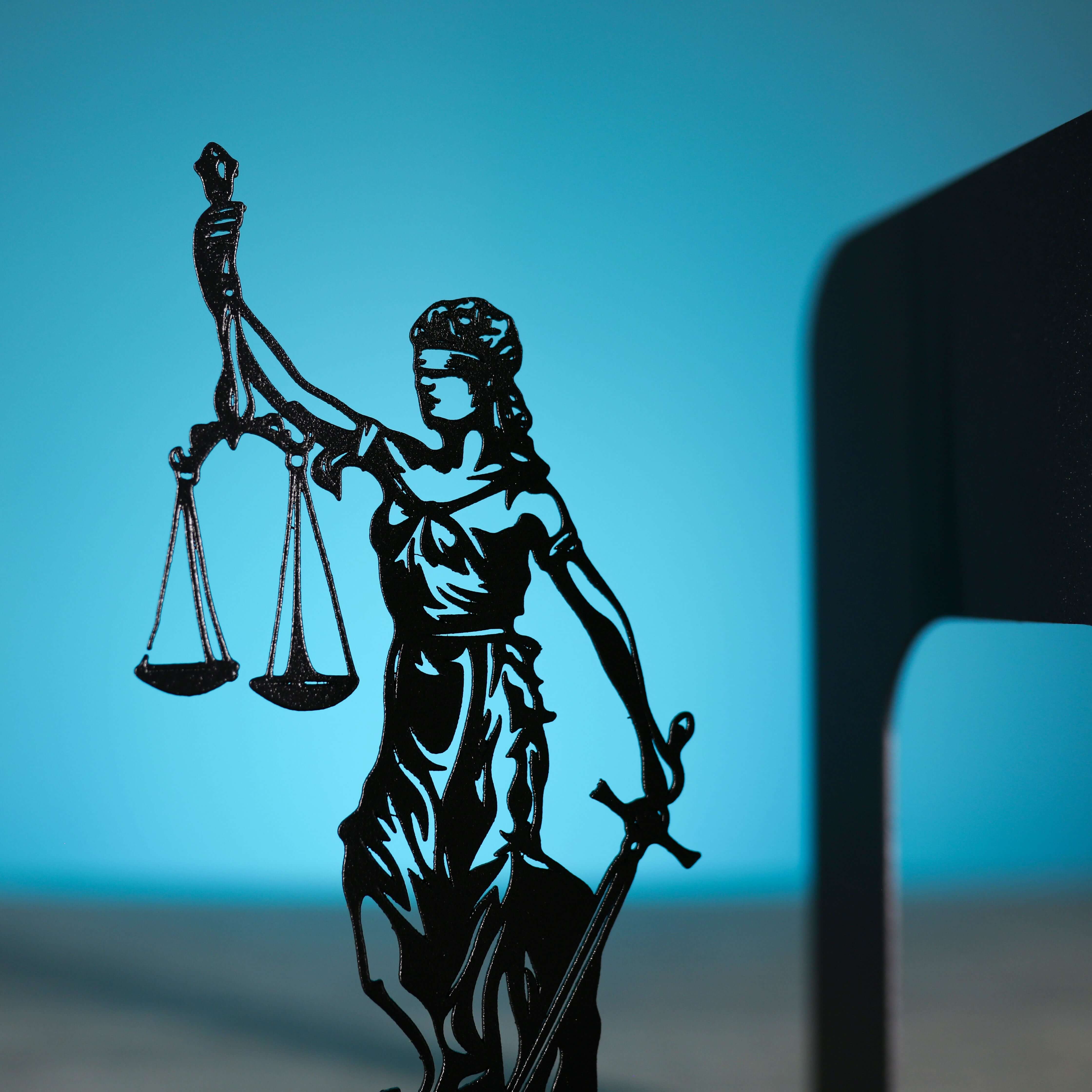 Metal Bookends Pair with Lady Justice Femida Silhouette Legal Design - Metaloslav 