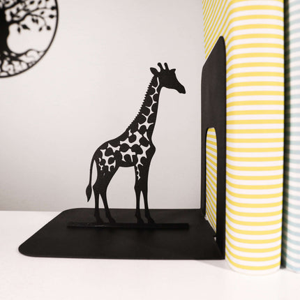 Giraffe Silhouette Metal Bookends in Powder-Coated Steel - Metaloslav 