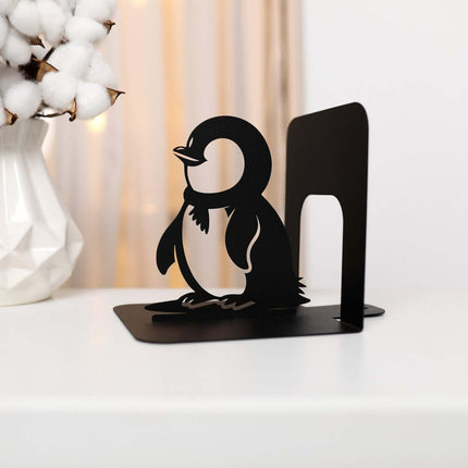 Metal Penguin Bookends Set with Minimalist Animal Silhouette - Metaloslav 