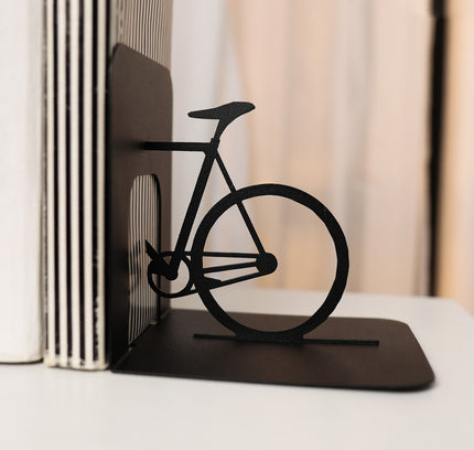 Metal Bicycle Bookends – Modern Bike Decor for Shelves & Office | Minimalist Book Holder