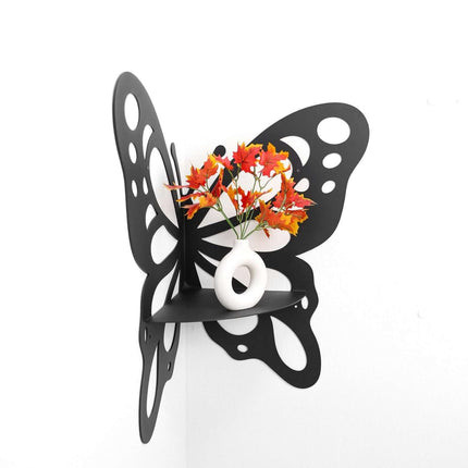 Metal Butterfly Corner Wall Shelf for Plants and Decorative Storage - Metaloslav 