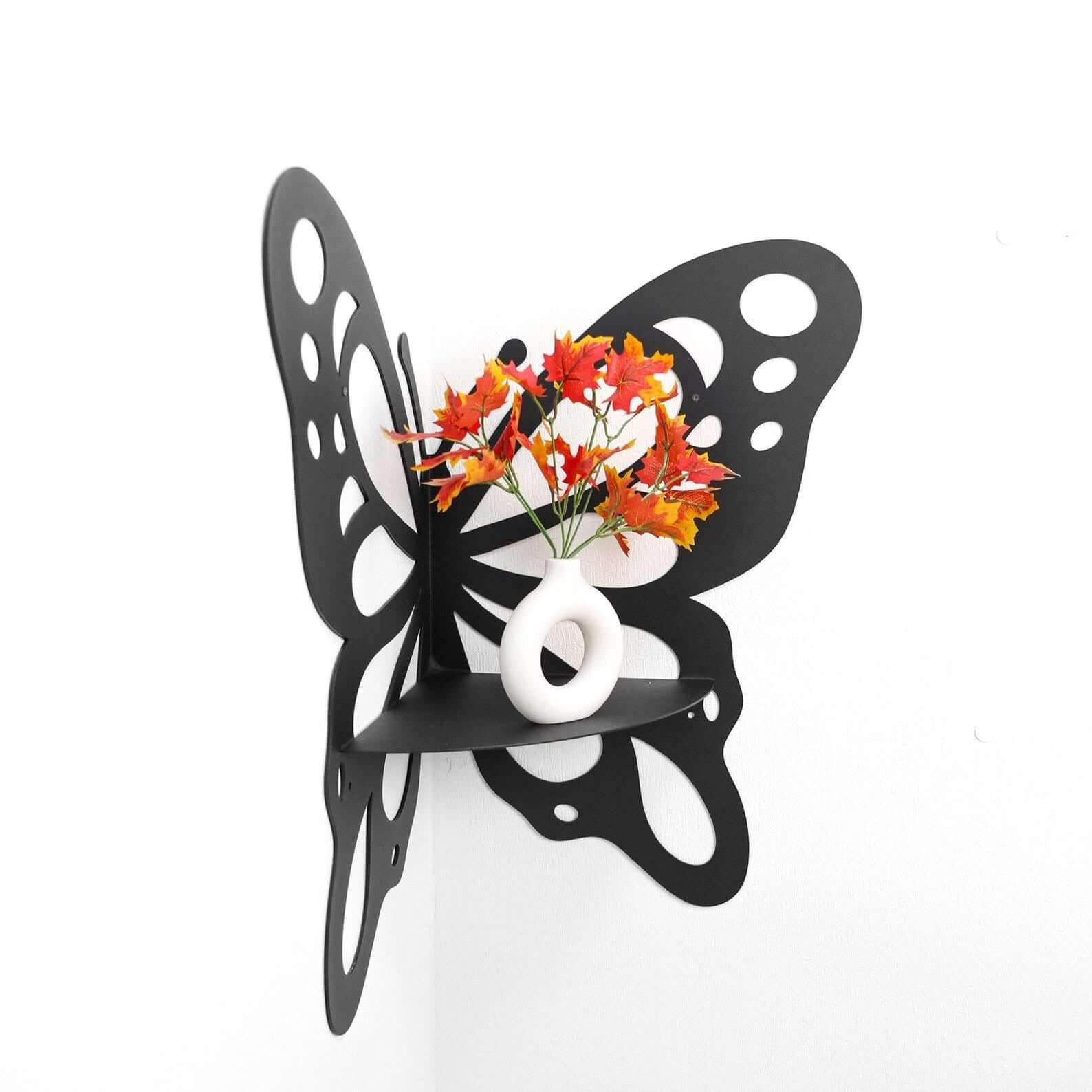 Metal Butterfly Corner Wall Shelf for Plants and Decorative Storage - Metaloslav 