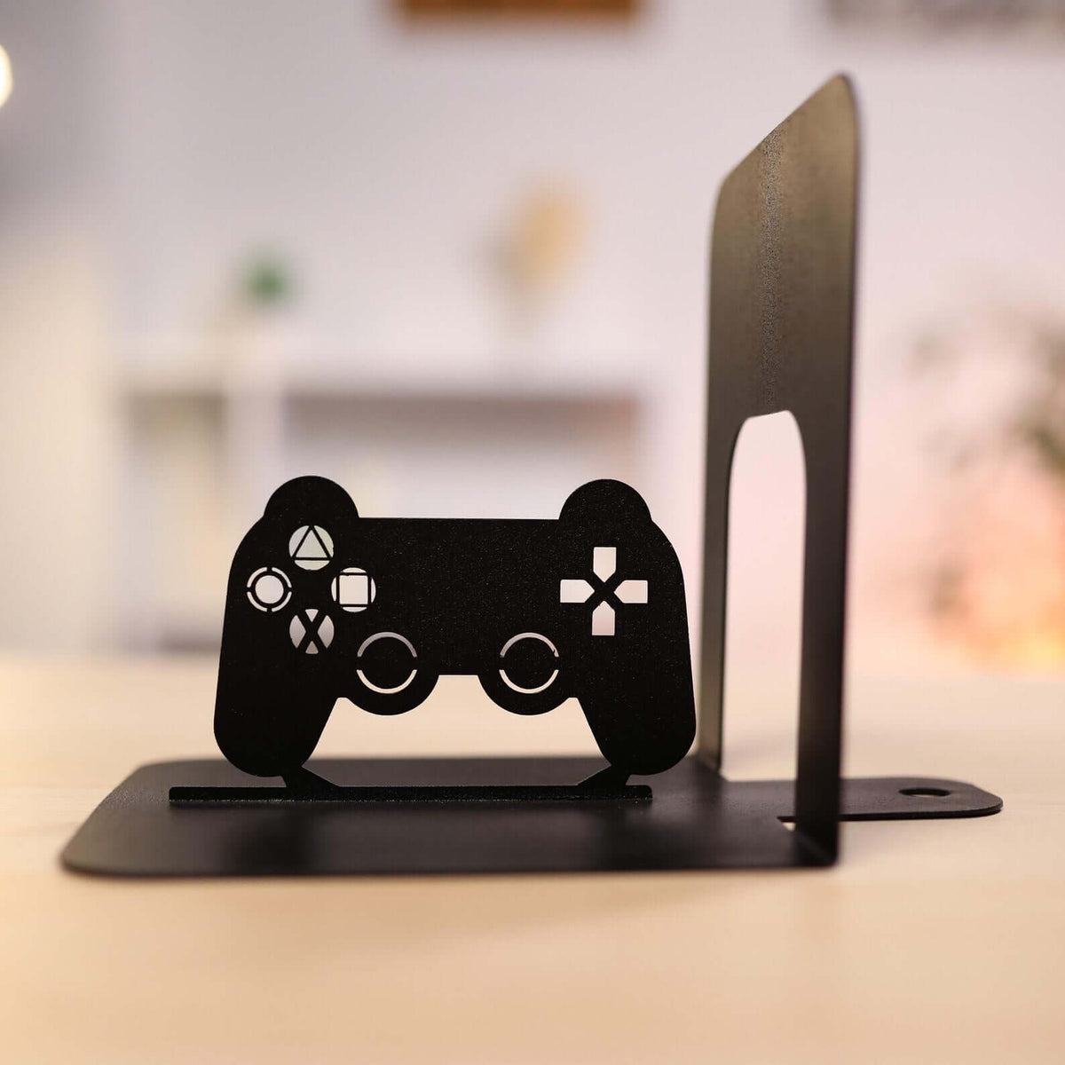 Metal PS Controller Bookends Set for Gaming Shelves and Desks - Metaloslav 