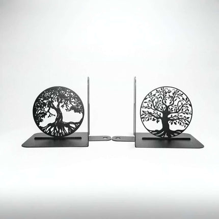 Metal Bookends with Tree of Life Design, Powder-Coated Steel - Metaloslav 