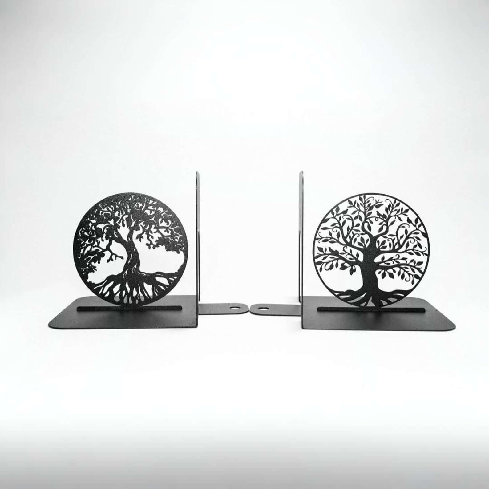 Metal Bookends with Tree of Life Design, Powder-Coated Steel - Metaloslav 