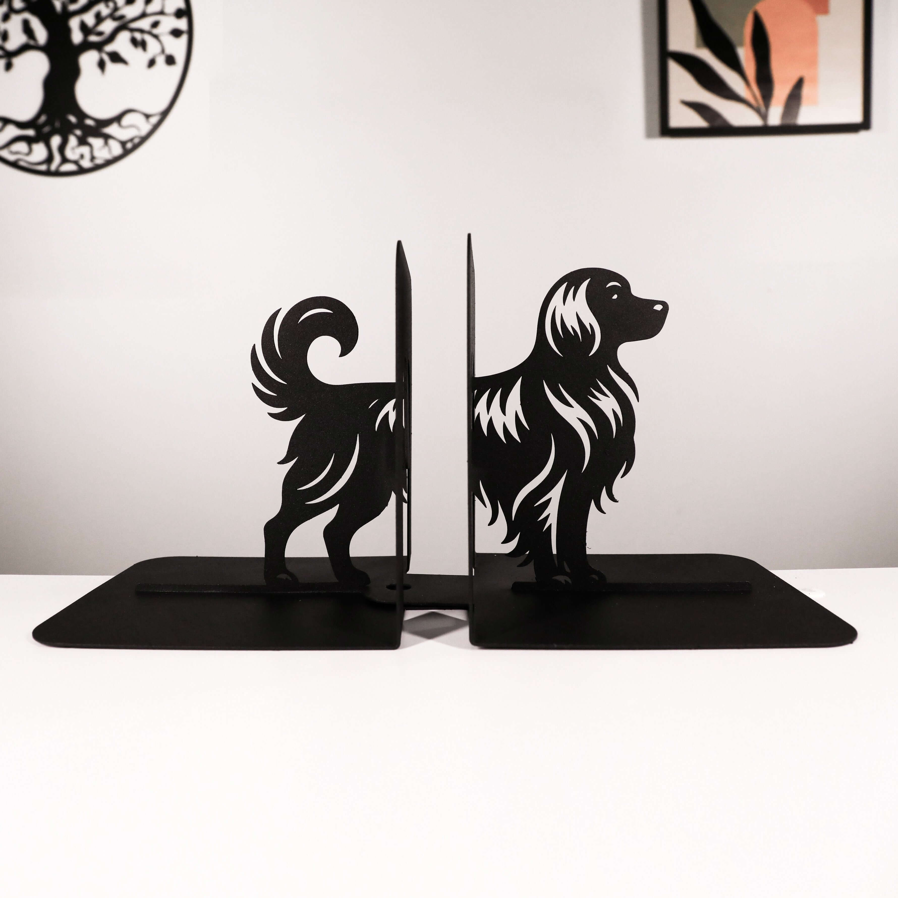 Dog Silhouette Metal Bookends in Powder-Coated Steel - Metaloslav 