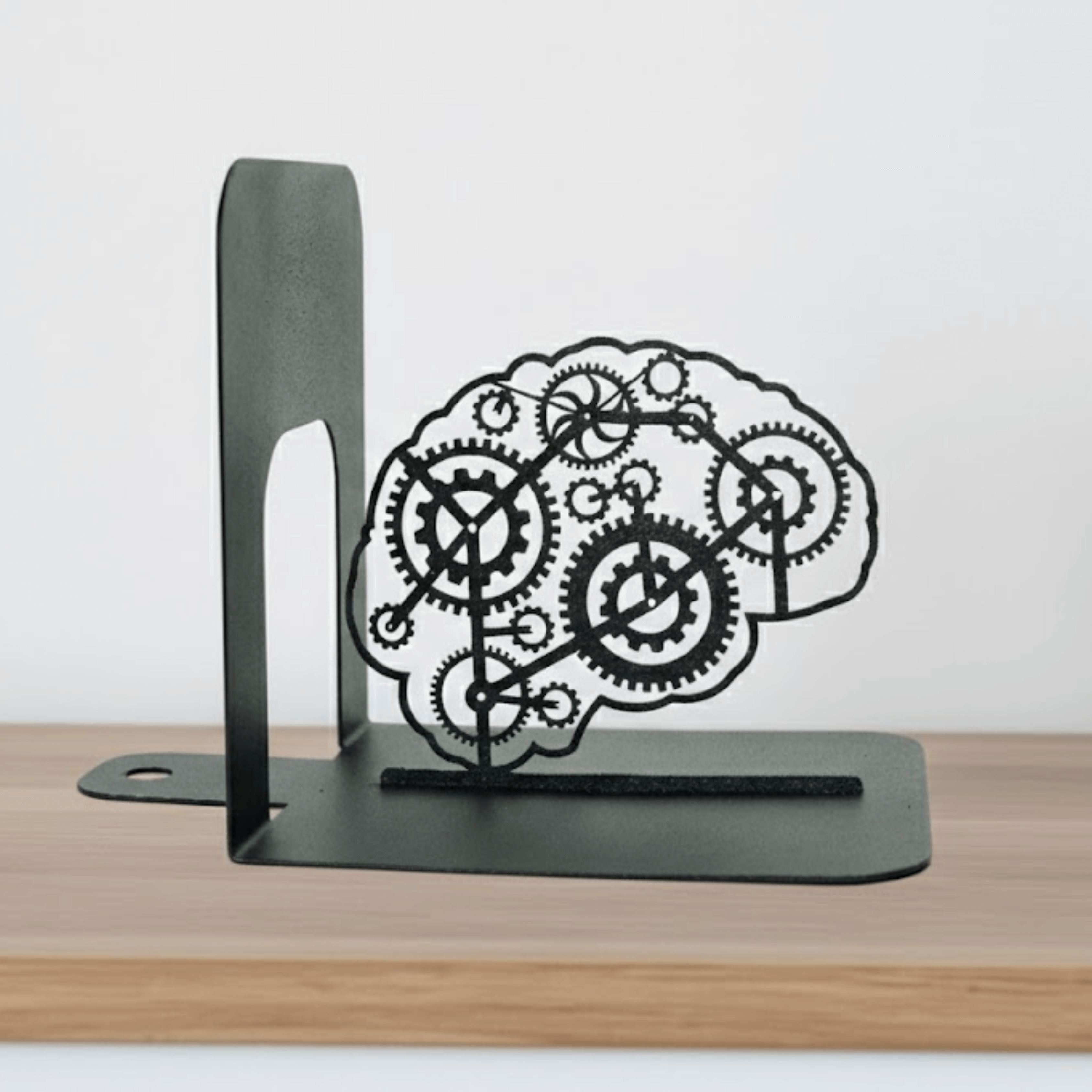 Metal Bookends Pair with Brain and Psy Symbol Graphic Design - Metaloslav 