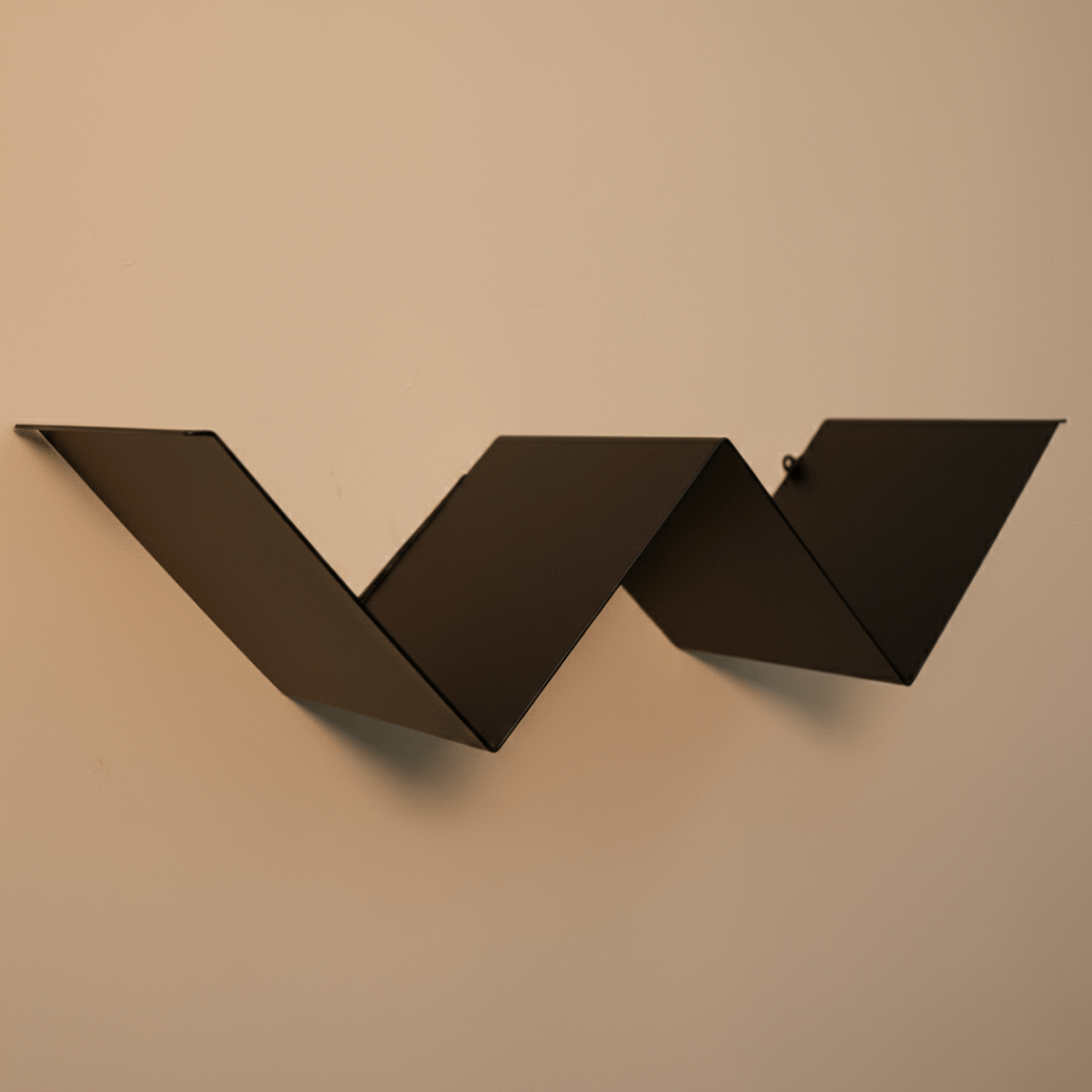 Metal Wall Shelf – W-Shaped Floating Steel Shelf for Home & Office