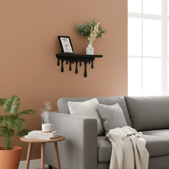 Dripping Metal Floating Wall Shelf with Sculptural Paint-Drip Edge