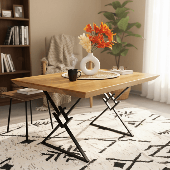 Metal Table Legs – Geometric X Steel Base for Coffee & Dining Tables