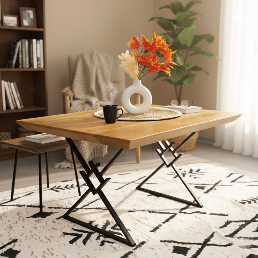 Metal Table Legs – Geometric X Steel Base for Coffee & Dining Tables