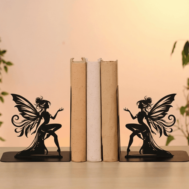 Fairy Metal Bookends with Elegant Fantasy Silhouette