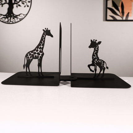 Giraffe Silhouette Metal Bookends in Powder-Coated Steel - Metaloslav 