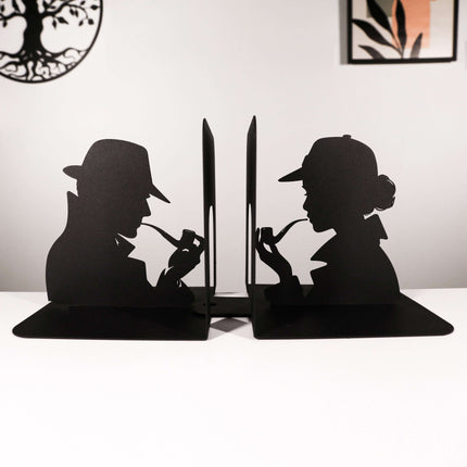 Detective Silhouette Metal Bookends in Powder-Coated Steel - Metaloslav 