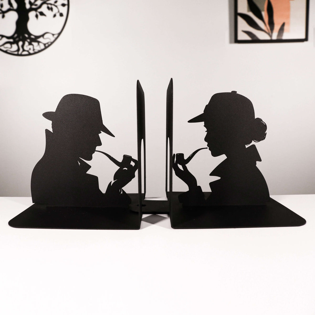Detective Silhouette Metal Bookends in Powder-Coated Steel - Metaloslav 