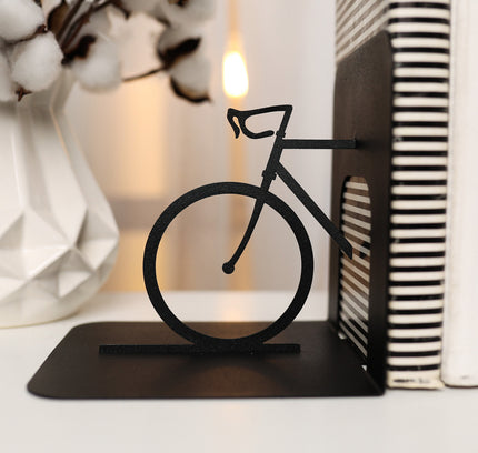 Metal Bicycle Bookends – Modern Bike Decor for Shelves & Office | Minimalist Book Holder