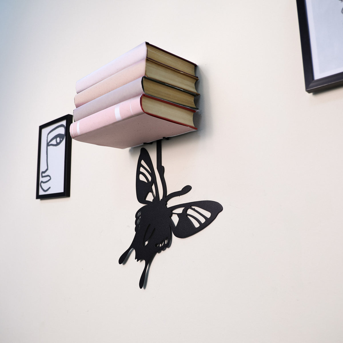 Butterfly Metal Wall Shelf, Handmade Steel Floating Shelf for Home Decor