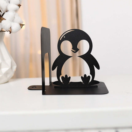 Metal Penguin Bookends Set with Minimalist Animal Silhouette - Metaloslav 