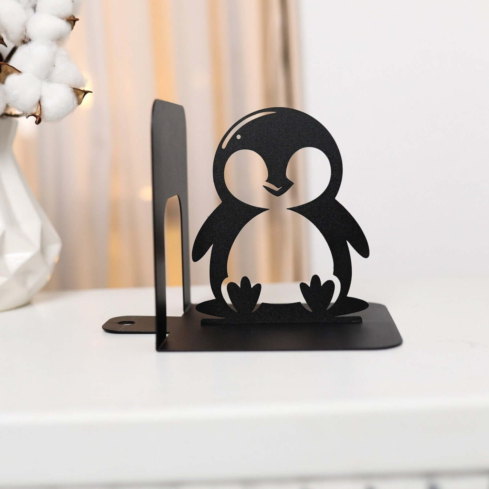 Metal Penguin Bookends Set with Minimalist Animal Silhouette - Metaloslav 