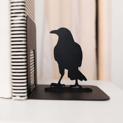 Crow Metal Bookends with Minimalist Silhouette