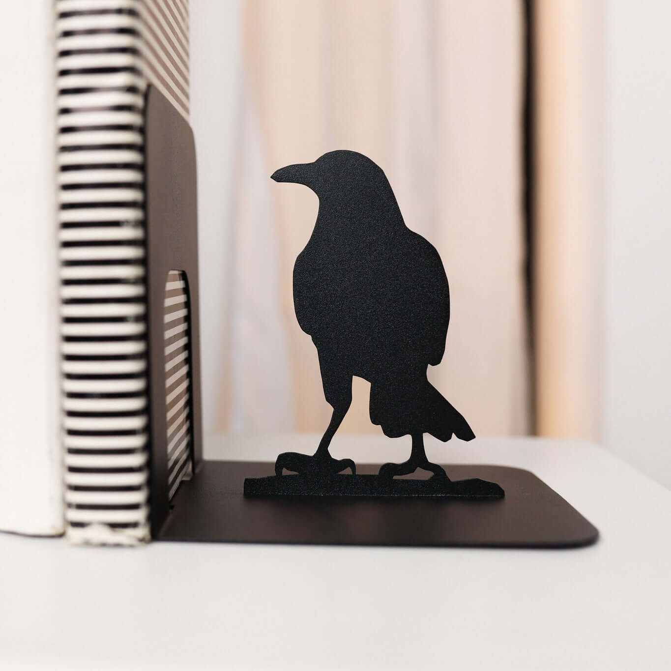 Crow Metal Bookends with Minimalist Silhouette